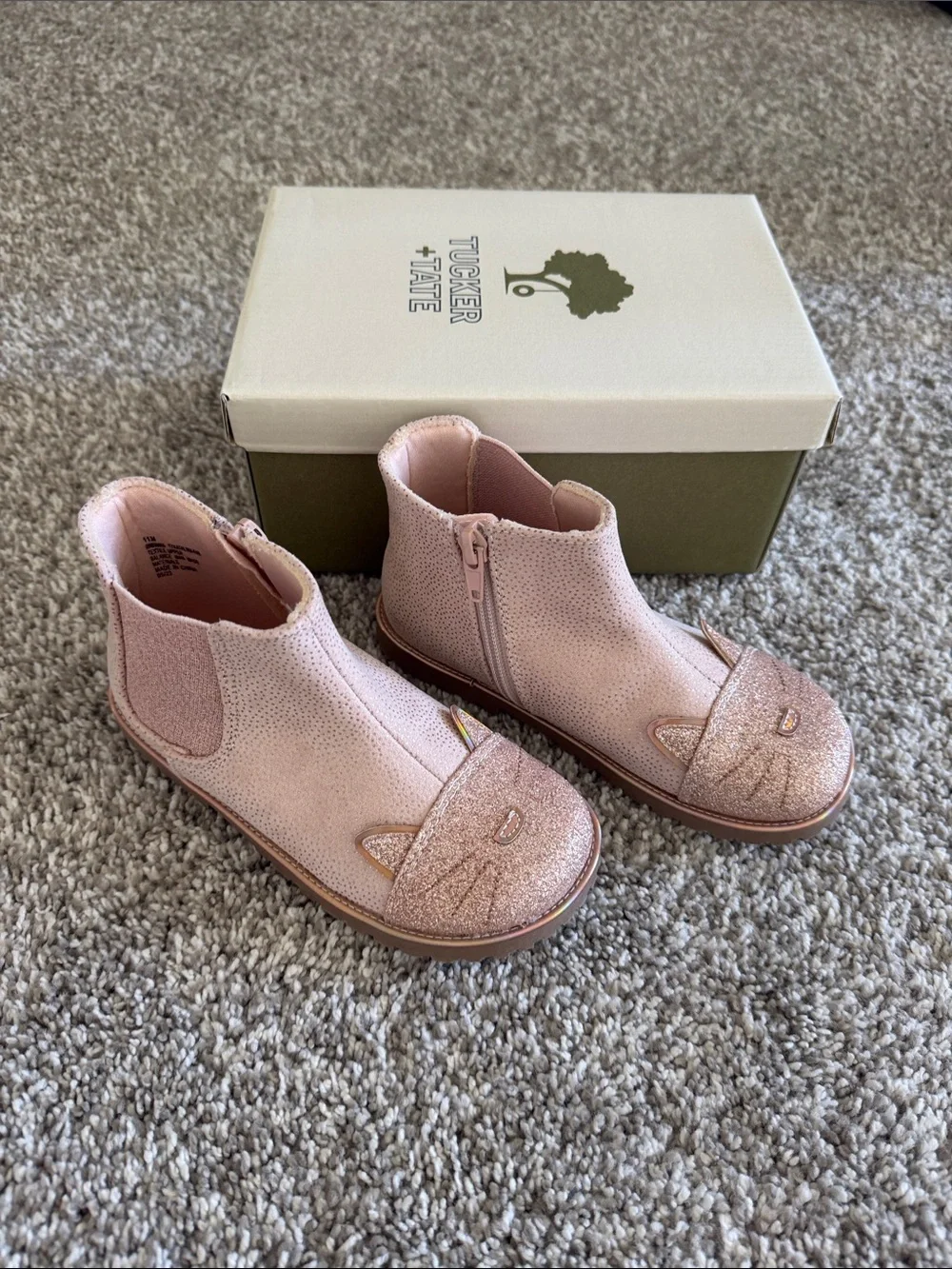Tucker + Tate Rose Gold Glitter Cat Booties